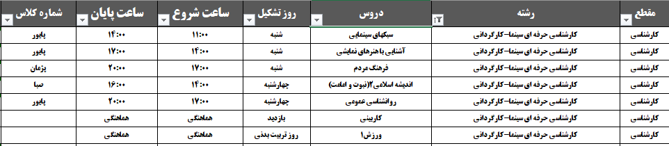 کارشناسی کارگردانی تکمیل ظرفیت